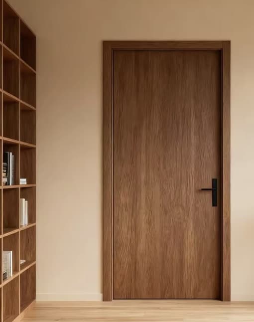 Interior room with flush doors and custom wood millwork